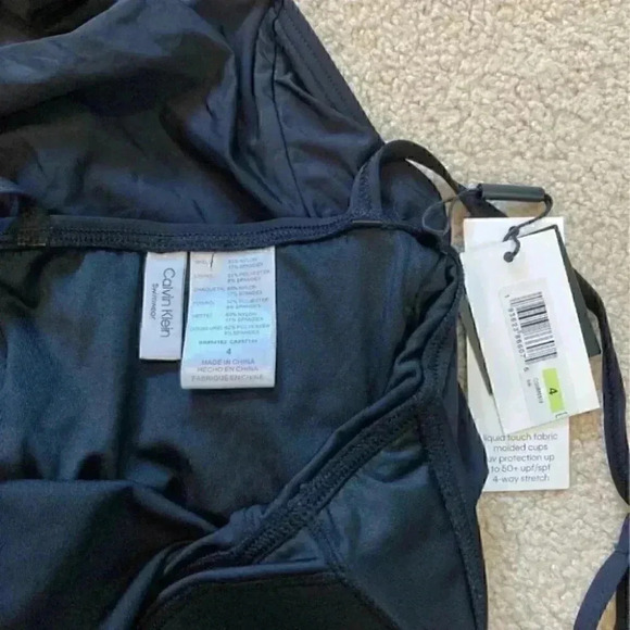 New with tags Calvin Klein Women's black Shirred One Piece Swimsuit in size 4 - Picture 5 of 6